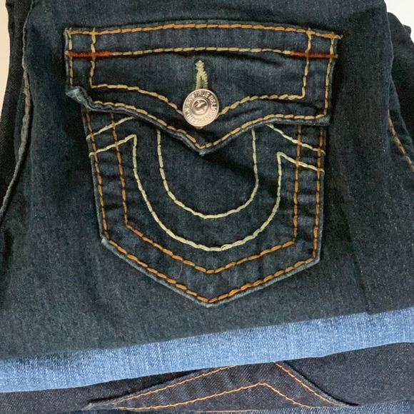 True Religion Leggings Dark Wash Flaps Women 27x29 - Picture 3 of 7